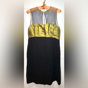 Crisada Chris Kole black dress with green trim detail. Bow back. Est size 2-4